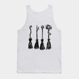 Sketchy Halloween Witchy Broomsticks Tank Top